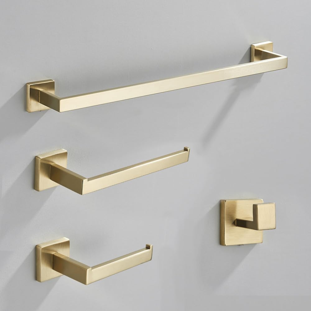 Accessoires de salle de bain or brossé haut de gamme, set de quincaillerie chic 7 pièces