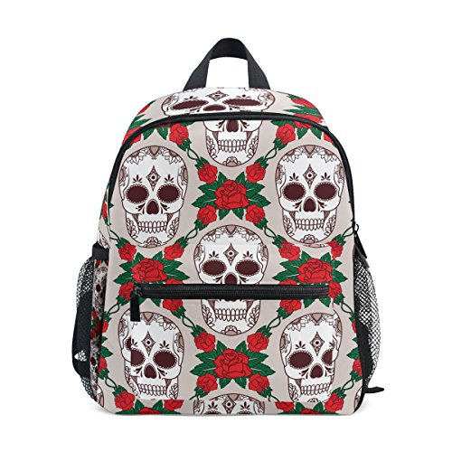 TIZORAX: Mochila de viaje ligera con diseño de calavera de azúcar  floral  color rojo
