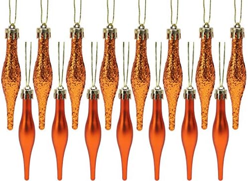 Christmas Concepts® Pack Of 15 - 8.5cm Droplet Baubles - Matte & Glitter Design - Christmas Baubles (Copper)