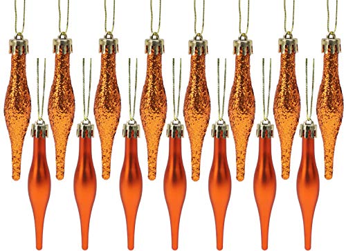 Christmas Concepts Pack Of 15-8.5cm 85mm (3.4) Droplet Baubles - Matte & Glitter Design - Christmas Baubles (Copper)