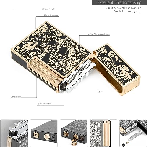 Chinese Dragon Flint Wheel Butane Refillable Soft Flame Lighter