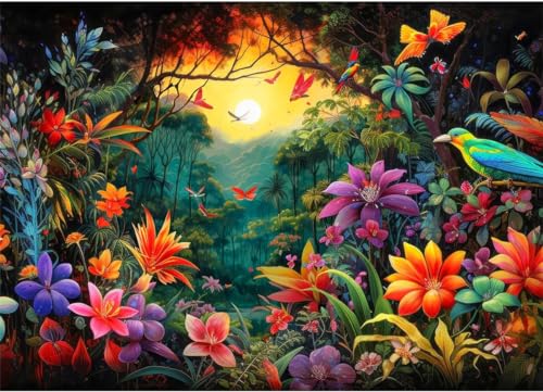 HUADADA Jigsaw Puzzles for Adults 1000 Piece Jigsaw Puzzles for Adults Challenging Game Puzzles with Letters on Back - Flowers and Birds - image 1