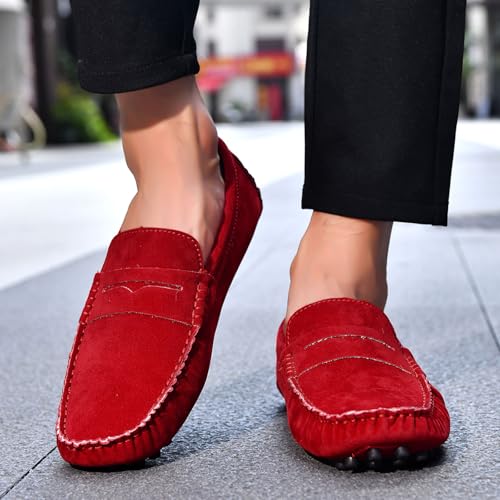 Men's Fashionable Driving Penny Loafers Suede Dress Moccasins Comfortable Casual Flat Boat Shoes3