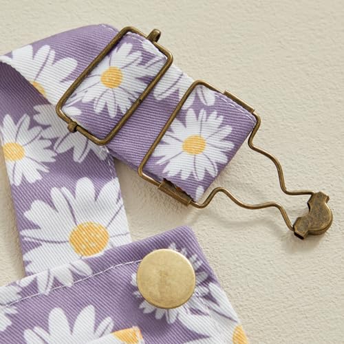 Image of Ayalinggo Toddler Baby Girl Sunflower Print Overalls Shorts with Pocket Suspender Trousers Cute Summer Clothing Outfit