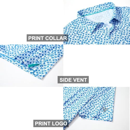 Image of Golf Shirts for Men Dry Fit Short Sleeve Print Performance Moisture Wicking Polo Shirt