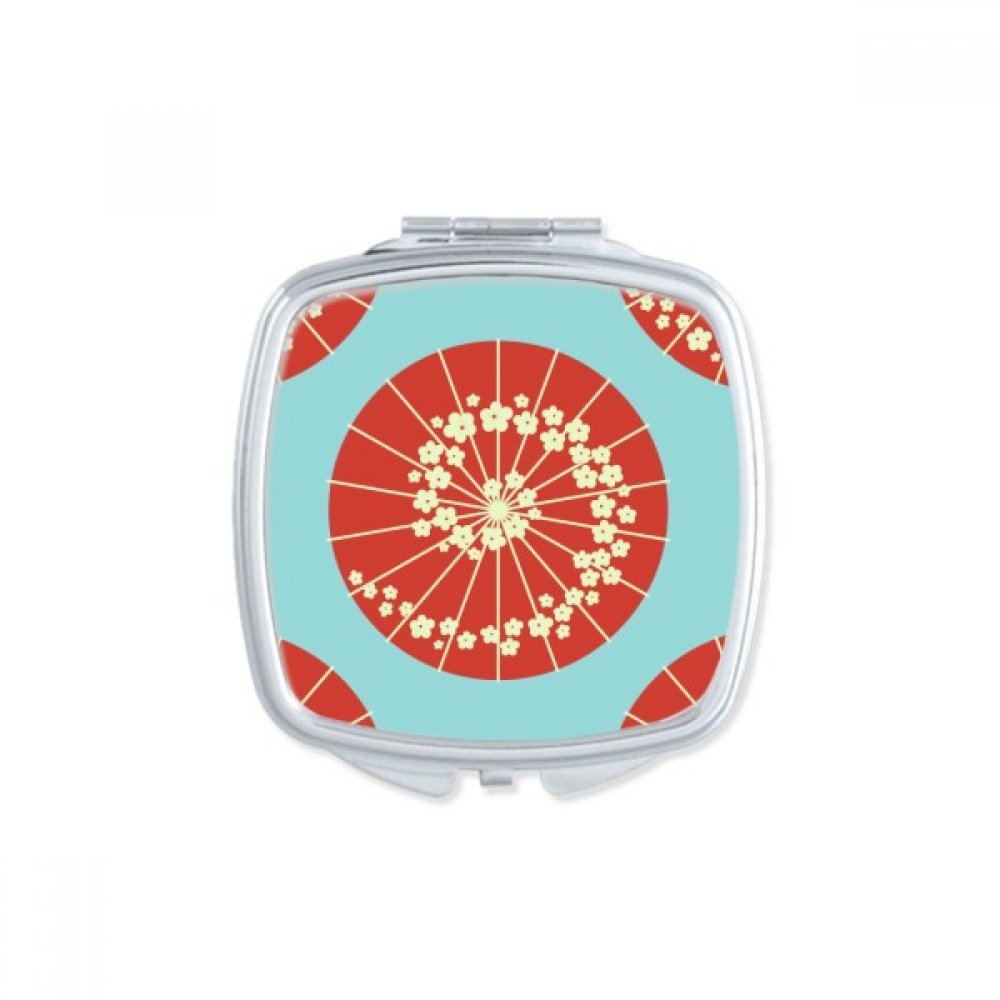 Miroir compact de poche à la main géométrie et fleurs résout vos retouches maquillage nomades