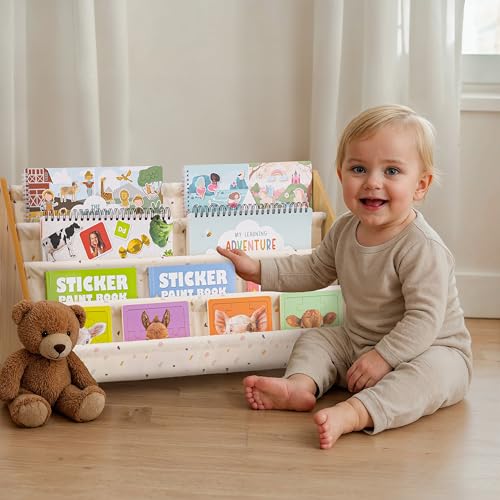 Image of ZICOTO Decorative Wooden Bookshelf for Kids Rooms - Keeps Plenty of Books Neatly Organized & Within Reach for Toddlers - Easy Install Montessori Book Shelf for Baby's Bedroom or Playroom Decor