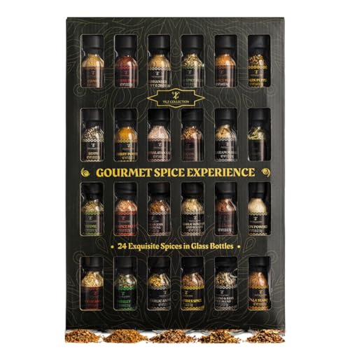 Gewürz-Geschenkset mit 24 edlen Gourmet-Gewürzen zum Kochen, Grillen und Verfeinern – das...