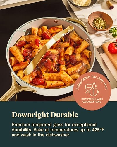 Image of Glass 6 inch Glass Lid For Pots & Pans - Made With Tempered Glass - Sized to Fit Caraway Ceramic-Coated & Stainless Steel Cookware - Gold
