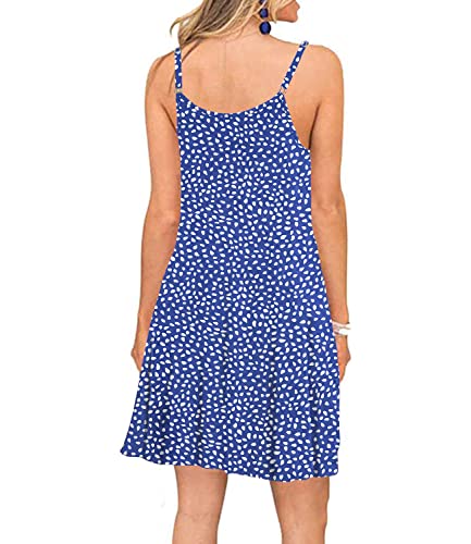 Image of Women's Summer Spaghetti Strap Casual Swing Tank Beach Cover Up Dress with Pockets