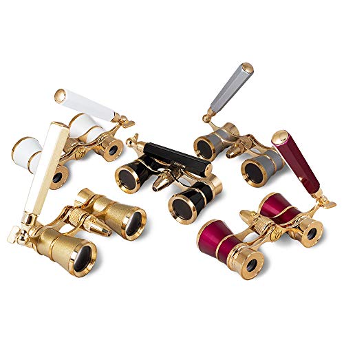 Levenhuk Broadway 325N Opera Glasses (Red Theater Binoculars with LED Light and Extendable Handle)