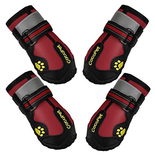 cocopet Waterproof Dog Boots for Medium Large Dogs with Safe Reflective Velcro Rugged Anti-Slip,Running Dog Shoes for Paw Protection 4 Pcs (Size 7:3.1"×2.7"(LW))