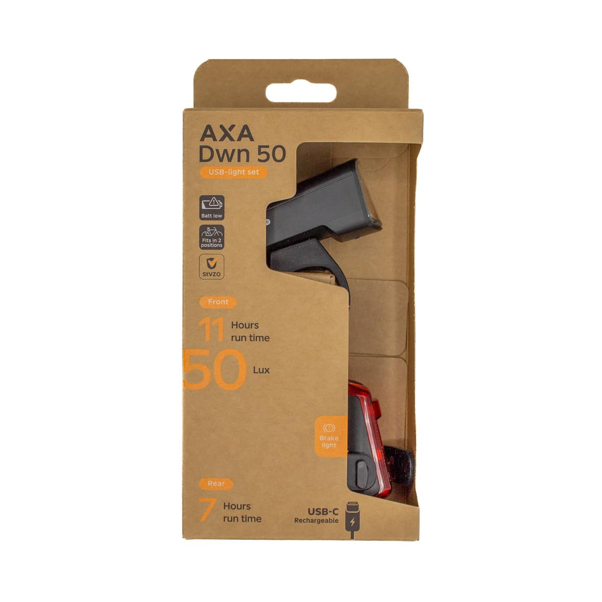AXA Dwn 30/50 Lux Fahrradlichter – USB aufladbar