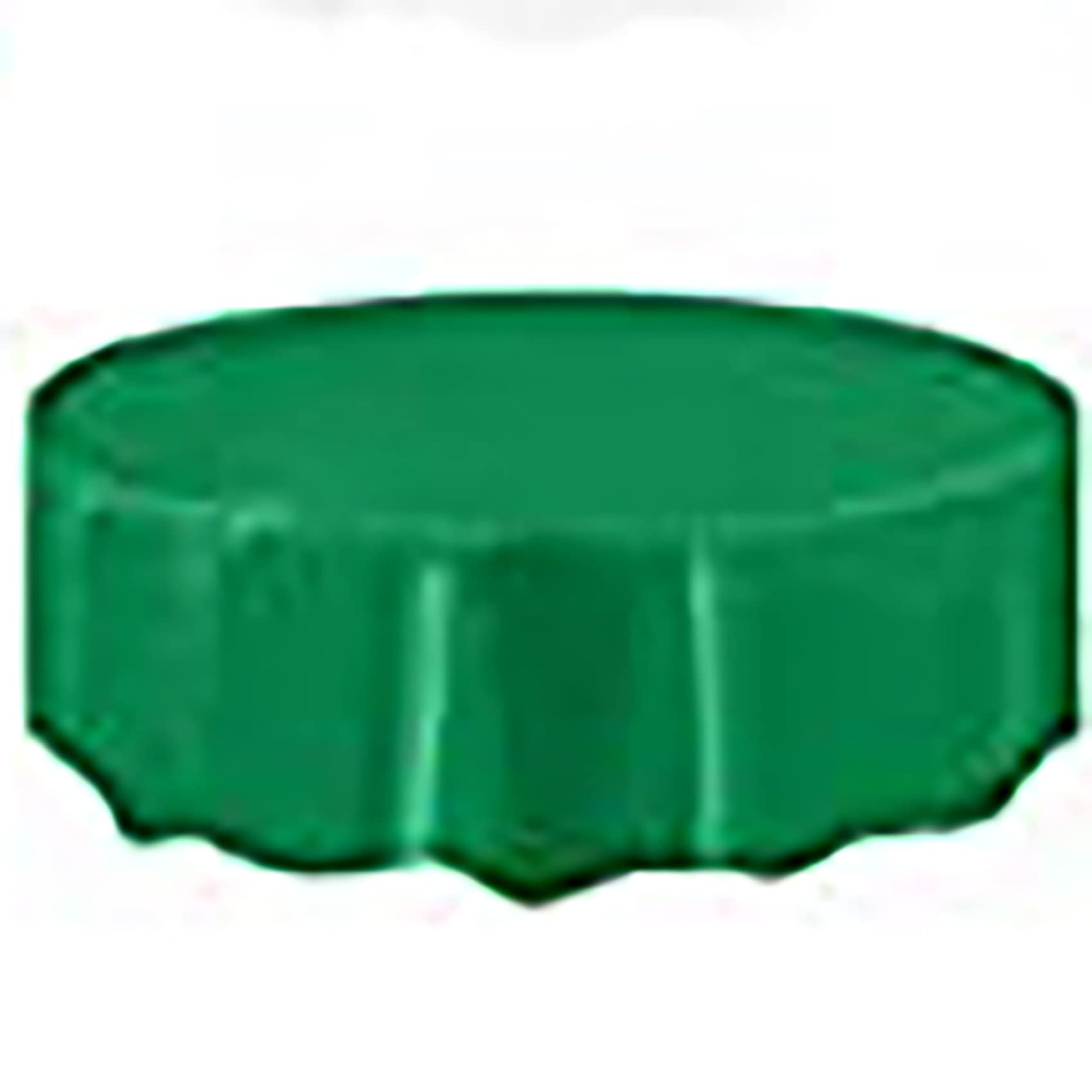 Aibc Just Believe... Emerald Green Round Disposable Plastic Table Covers Party Table Cloth Wipe Clean Plastic Tablecloth, 7Ft (2 Pack) (Emerald Green)