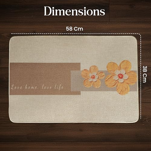 Image of Yellow Weaves 3 Pcs Jute Texture Non-Slip Bathmat, Water Absorbent Floor mat, Rugs, Door Mats for Bathroom, Living Room, Bedroom, Entrance, Outdoor, Kitchen, Office (Sunflower Beige)