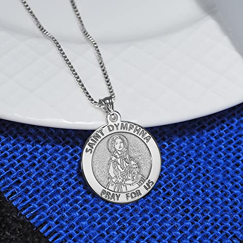 PicturesOnGold.com Saint Dymphna Round Religious Medal - in Sterling Silver and 10K or 14K Gold - Image 6