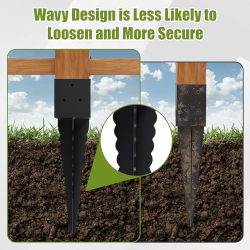 Image of 1 Pcs 16 inch 4x4 Fence Post Anchor Ground Spike (Actual:3.6 inchx3.6 inch), 4x4 Post Spike Black,Mailbox Post Anchor for Fences, Mailboxes,Pergolas,Patios,Birdhouses,Road Signs