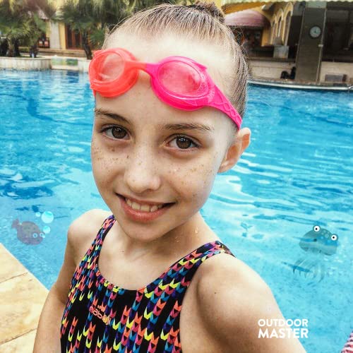 Outdoormaster Kids Swim Goggles 2 Pack - Quick Adjustable Strap Swimming Goggles For Kids - E #TOP5