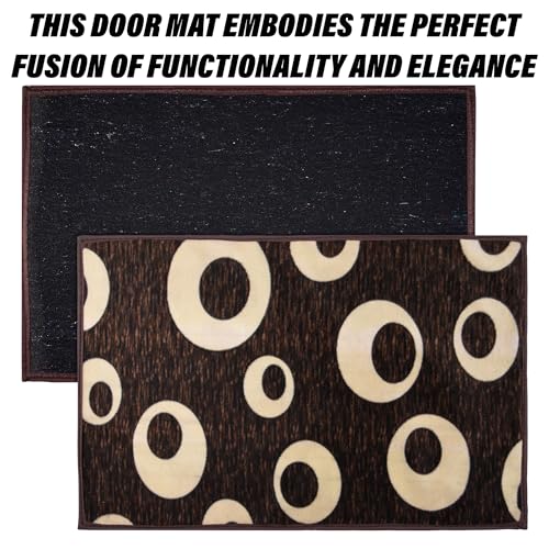 Image of Kuber Industries Door Mat | Floor Door Mat | Door Entrance Mat | Anti-Slip Door Mat | Door Mats for Outdoor & Indoor | Circle-Design Door Mat | Pack of 2 | Brown
