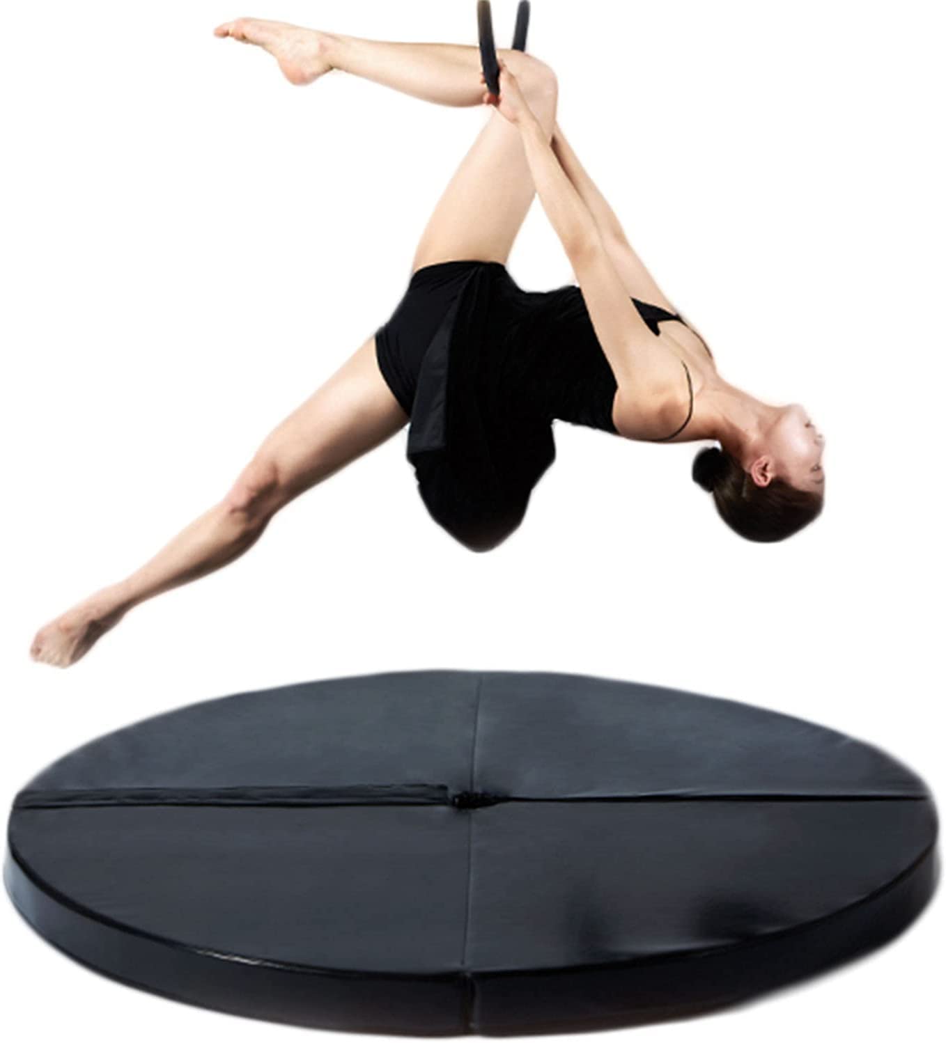 Tapis De Crash Rond Pole Dance Pliable – Coussin Sécurité Mousse Haute Densité Ø120 Cm – Protection Chutes Entraînement Maison Gym Yoga
