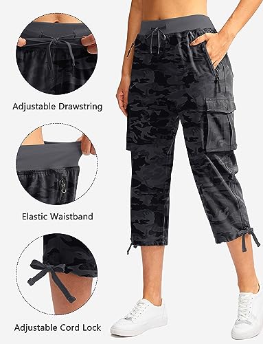 Image of Soothfeel Women's Cargo Capris Pants with 6 Pockets Lightweight Quick Dry Travel Hiking Summer Pants for Women Casual