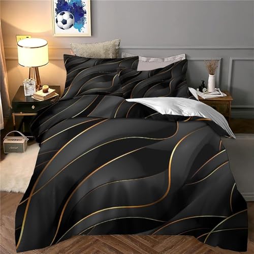Housse de couette ondes abstraites 140x200 parure lit simple - 6