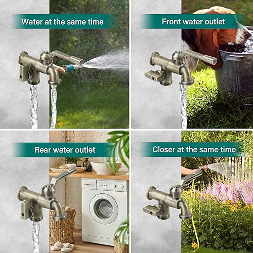Kaksey OUTDOOR WATER FAUCET Garden Water Faucet With Double Outlet, Outside Wall Mounted Garden Water Faucet With Two 3/4 Inch Brass Ball Valves thumb #6
