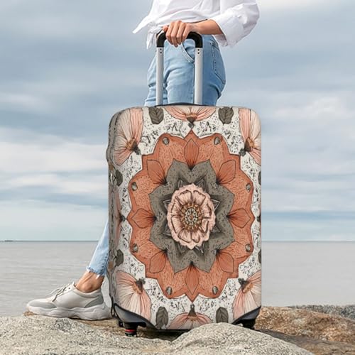 Alien Lotus Flower Durable Luggage Cover Suitcase Protector Anti-Scratch Luggage Cover Fits 18-32inch Luggage, Black, M3