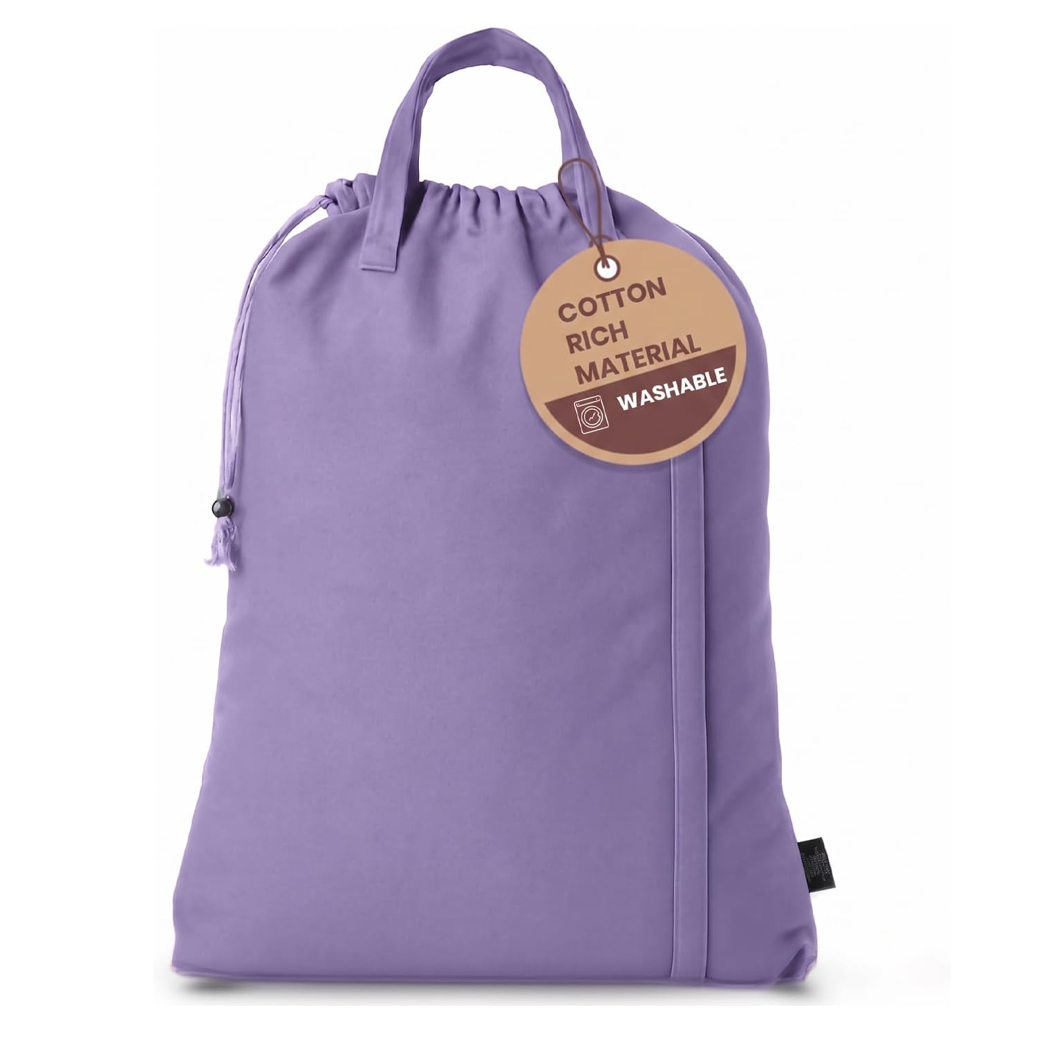 LFH Home Cotton Rich Large Premium Canvas Laundry Bag, Heavy Duty Washable Laundry Hamper with Drawstring &amp; Handles, Multi-Use Clothes Storage for Home, Travel &amp; College 24"x36" (Pack of 1) - Lavender