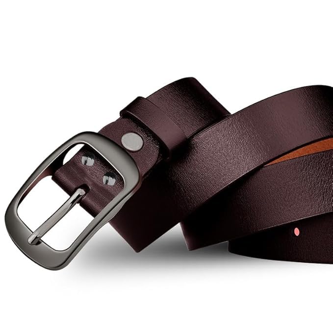 Image of Men's Genuine Leather Belt | Full Grain | Adjustable Fit | Durable Buckle | Formal & Casual Wear | Fit on up to 38 Inches Waist size