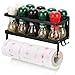 Magnetisch Kühlschrank Regal,Gewürz Organizer,Küche Selbstklebend Gewürzregale,Kühlschrank Organizer,Hängeregal für Kühlschrank mit Rollenhalter,Gewürzregal Schranktür32cm x 11cm x 17.8cm,Schwarz