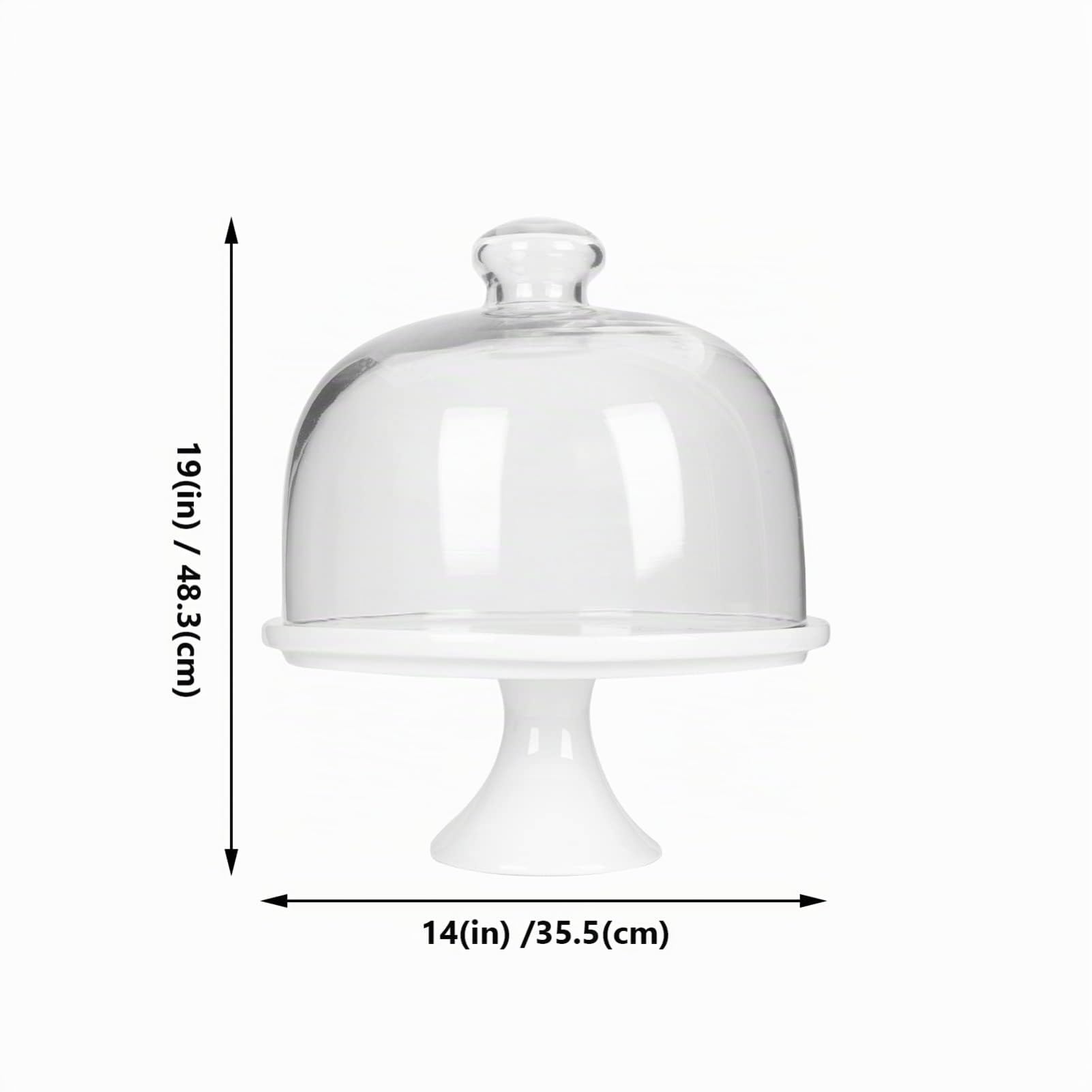 13CM Kuchenständer Keramik Tortenplatte Kuchen Glasglocke Porzellan Teller mit Kuchenglocke Tortenständer Haube Tortenglocke Glas Käseglocke Torten Glashaube Lebensmittel Abdeckung Deckel Cover