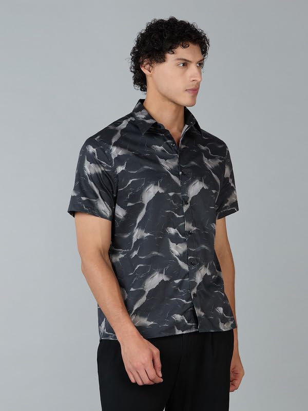 Image of MARK & ALBERT Men's 100% Cotton Printed Half Sleeves Regular Fit Shirt for Men