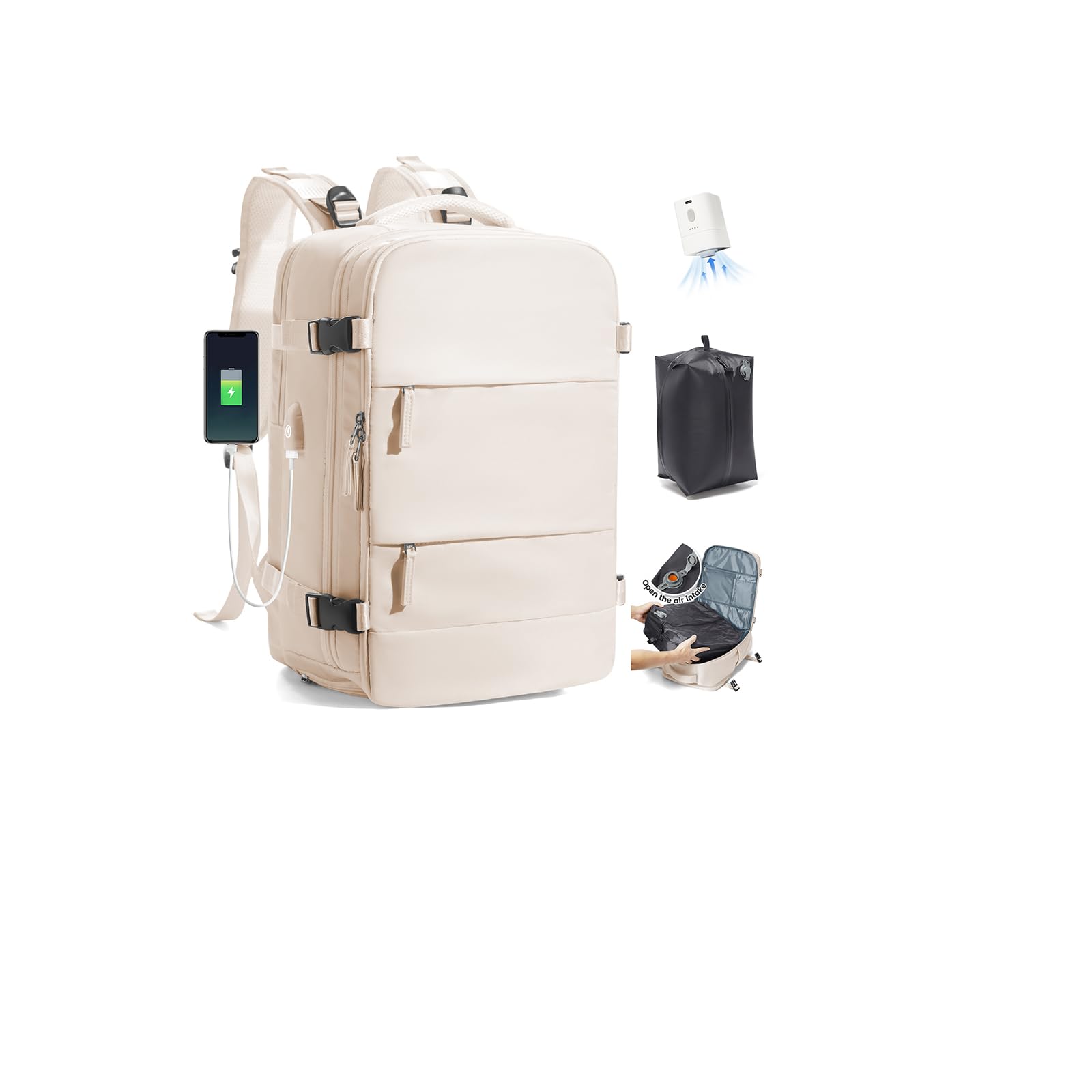 SZLX Zaino Ryanair 40x30x20 Sottovuoto con Pompa Zaino Ryanair 40x20x25 Donna Zaino da Viaggio Wizzair Bagaglio a Mano Uomo per Laptop da 14 Pollici Borse da Cabina 45x36x20 Easyjet con Porta Scarpe