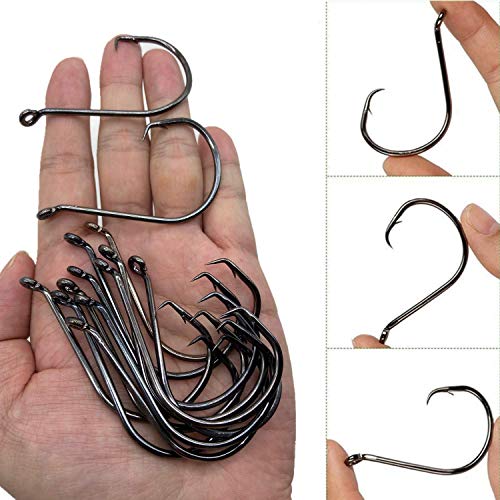 DAMIDEL ï¼ˆ1/0 to10/0 Strong Octopus Fishing Hooks, Forged Steel/Barded Design, Off-Set Point/Closed Eye, Strong/Sturdyï¼ŒAvailable in 10 Sizes, lndividually Packaged