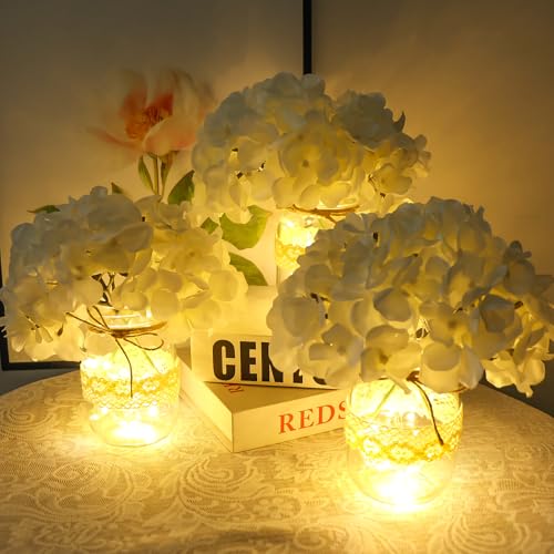 50% OFF Juego de 6 centros de mesa con hortensias artificiales - Image 6