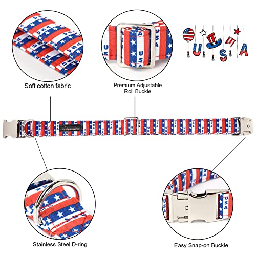 ARING-PET-American-Flag-Dog-Collar-Cute-Summer-USA-Dog-Collar-with-Flower-Adjustable-4th-of-July-Dog-Collars-with-Metal-Buckle ARING PET American Flag Dog Collar Cute Summer USA Dog Collar with Flower Adjustable 4th of July Dog Collars with Metal Buckle