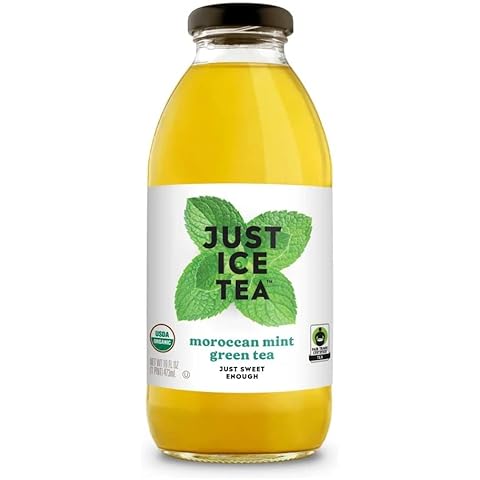 Just Ice Tea Organic Iced Tea, 16 Fl Oz Glass Bottles (Morrocan Mint Green Tea, Pack of 12) Cover