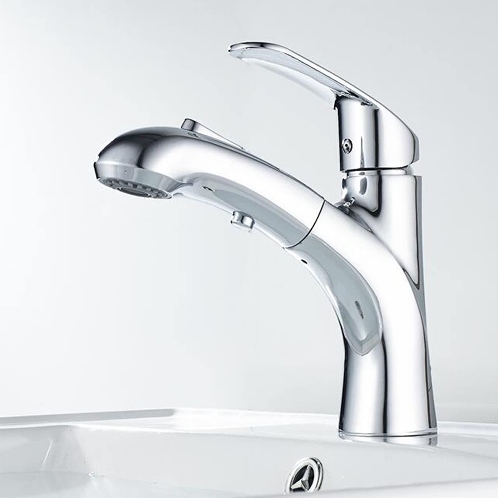 VDOQTLJT Basin Faucet with Pull Out Spray Brass Telescopic Swivel Hot and Cold Multifunction Bathroom Sink Faucets-Black(Cromo)