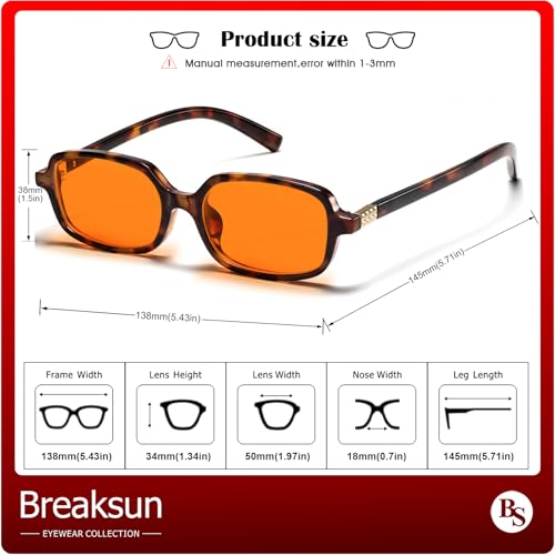Image of Breaksun Retro Rectangle Glasses for Women Men Small Square Blue Light Blocking Glasses Vintage Eyeglasses