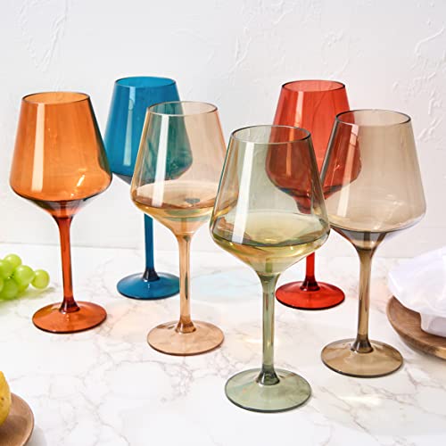 The Wine Savant TWS-ACRYL-WINE-MUTED-6 European Style Plastic Crystal, Stemmed Wine Glasses | Set Of 6 | Acrylic Tritan Drinkware, Unbreakable Muted Color Shatterproof Bpa-Free, Reusable, Floating Pool & Indoor & Outdoor, Hand Wash 15Oz thumb #4