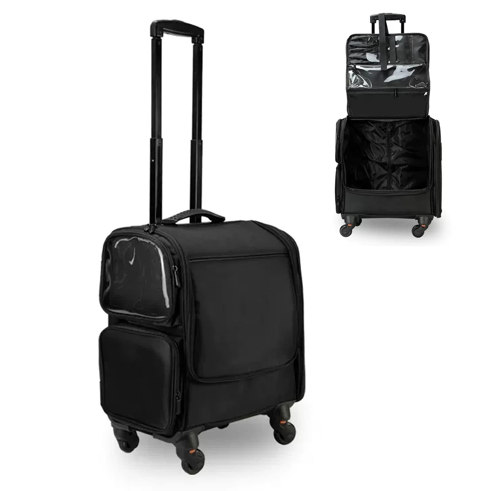 Valigetta per Trucco con Ruote, Zaino per Trucco Trolley per truccatori Professionali, Valigia per Cosmetici Multifunzionale, Trolley per Cosmetici in Tessuto Oxford, con Ruote girevoli a