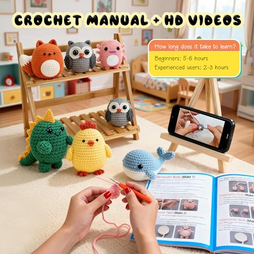 Image of Joyclub Crochet Kit for Beginners 6 Animal Family with Video for Adults