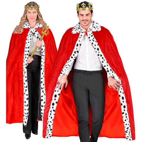 W WIDMANN MILANO Party Fashion - manteau de roi, rouge, 140 cm, cape, cape, prince, roi et reines, médiéval
