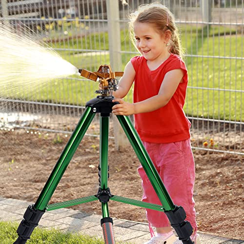 image for Biswing Impact Sprinkler Head on Tripod Base, Heavy Duty Lawn Sprinkle