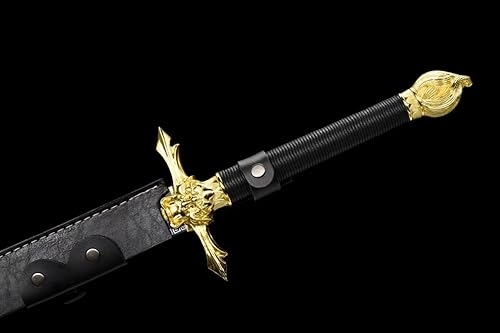 Miniatura 3 de Espada china, machete, swods real (hoja de acero de alto carbono forjada, accesorios de aleación, vaina de cuero PU)