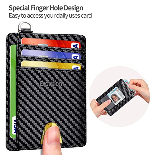 Image of Slim Minimalist Front Pocket Wallet, RFID Blocking Credit Card Holder Wallet with Detachable D-Shackle for Men Women