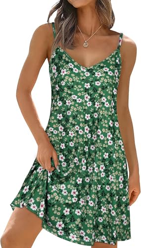Image of elescat Womens Summer Dresses Spaghetti Strap V Neck Casual Sleeveless Sundress Beach Cover Ups with Pockets 2026