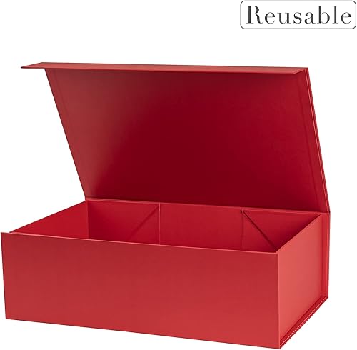 Miniatura 3 de WRAPAHOLIC 1 caja de regalo de Navidad con tapa, 13.3 x 9 x 4 pulgadas, caja de regalo con diseño de letras, caja de regalo plegable con cierre