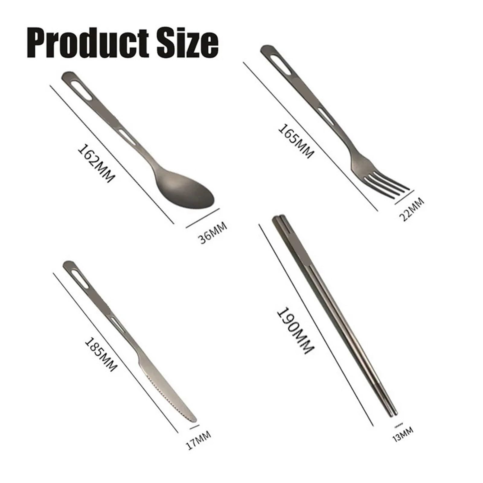Set di posate portatili da 4 pezzi: stoviglie con bacchette for campeggio all'aperto, viaggi e uso domestico quotidiano